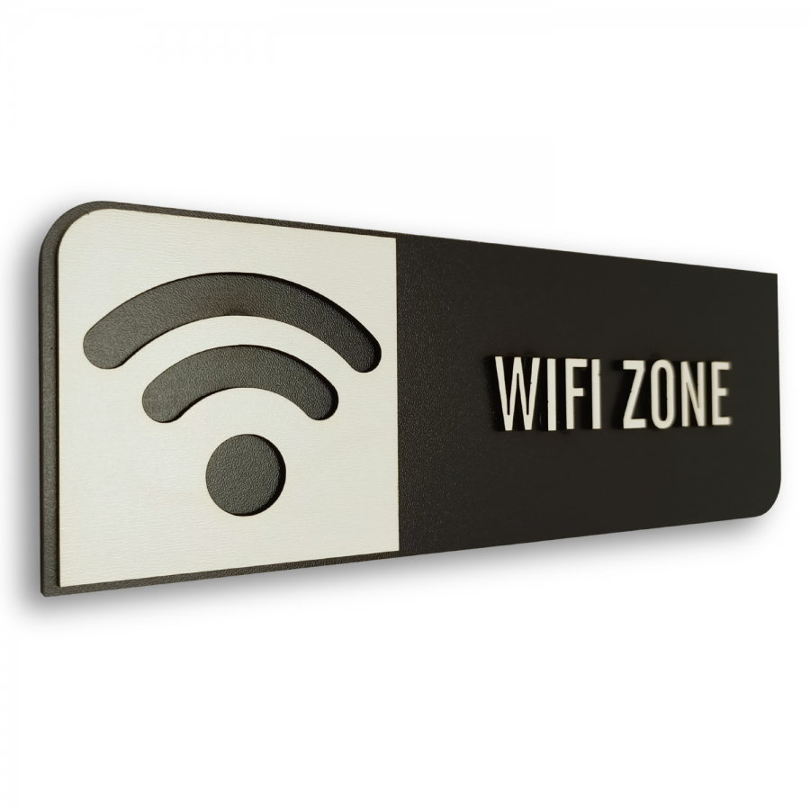 Placa de Sinalização Indicativa em MDF Efeito 3D - WIFI ZONE